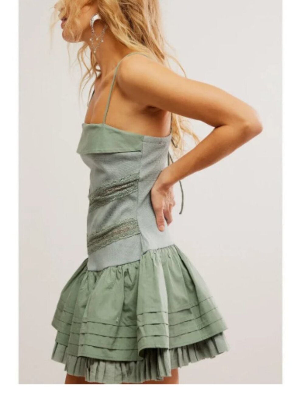 NWT FREE PEOPLE Bliss Beauty Mini Dress / Lily Pad L